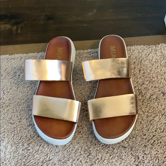 MIA Shoes - Mia gold strapy slip ons.